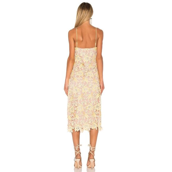 NBD Donna Sunshine Yellow Floral Broderie Anglaise Lace Midi Slip Dress, Size S - Picture 3 of 14